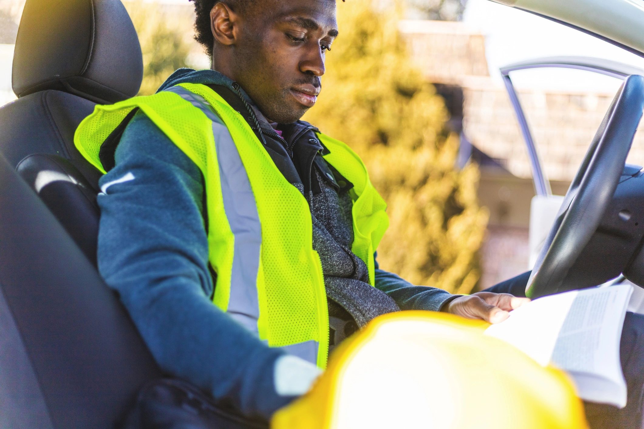 Worker in high-visibility clothing at a jobsite